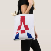 Een monogram bedekt met Union Jack Flag stint Tote Bag (Dichtbij)