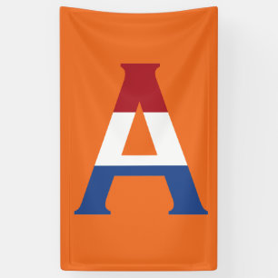 Een monogram bedekt op NLD-vlag op of op de rand Spandoek