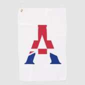 Een monogram bedekt op Union Jack Flag gtcnt Golfhanddoek (Voorkant)