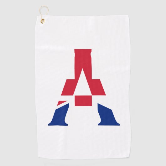 Een monogram bedekt op Union Jack Flag gtcnt Golfhanddoek (Voorkant)