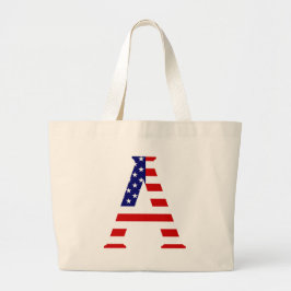 Een monogram bedekt op USA Flag jtcnt Grote Tote Bag