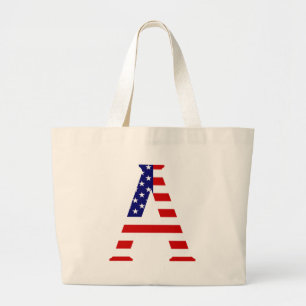 Een monogram bedekt op USA Flag jtcnt Grote Tote Bag