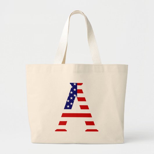 Een monogram bedekt op USA Flag jtcnt Grote Tote Bag (Voorkant)