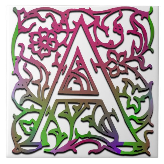 Een monogram "Besque Garden" keramische Tegel Tegeltje (Voorkant)