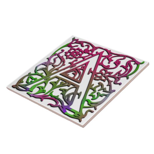 Een monogram "Besque Garden" keramische Tegel Tegeltje (Zijkant)