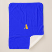 Een monogram blauwe fleece deken (Voorkant)