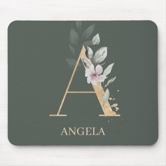 Een Monogram Bloemen V2 met Bloem Muismat (Voorkant)