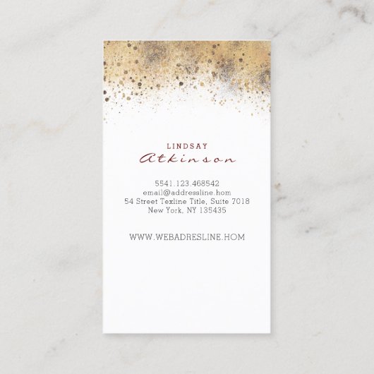 Een Monogram Bourgogne Goud en Marine Blauwe Bloem Visitekaartje (Achterkant)