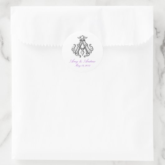 Een Monogram Bruiloft Sticker (Tas)