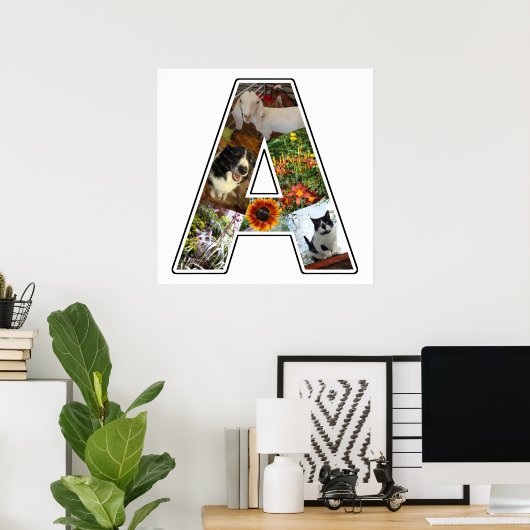 Een monogram Creëer Uw Eigen 6 Aangepaste Foto Col Poster (Thuiskantoor)