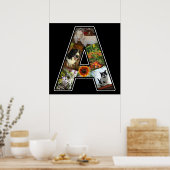 Een monogram Creëer Uw Ewn 6 Foto Collage Black Poster (Keuken)