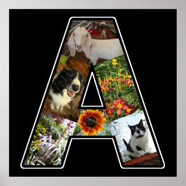 Een monogram Creëer Uw Ewn 6 Foto Collage Black Poster