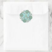 Een monogram, decoratieve turquoise achtergrond ronde sticker (Tas)