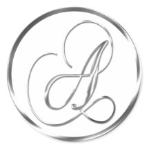 Een monogram Faux Silver Envelope of Favor Seal