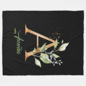 Een monogram groene eucalyptusgoudglitter fleece deken (Voorkant (Horizontaal))