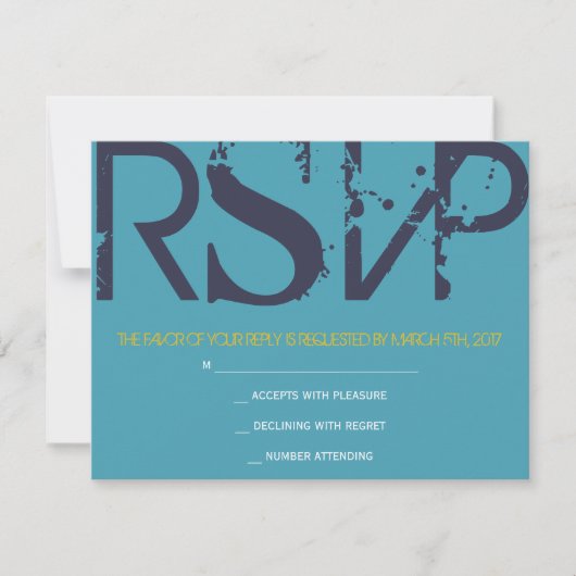 Een Monogram Initiaal Bar Bat Mitzvah Reply Card RSVP Kaartje (Voorkant)