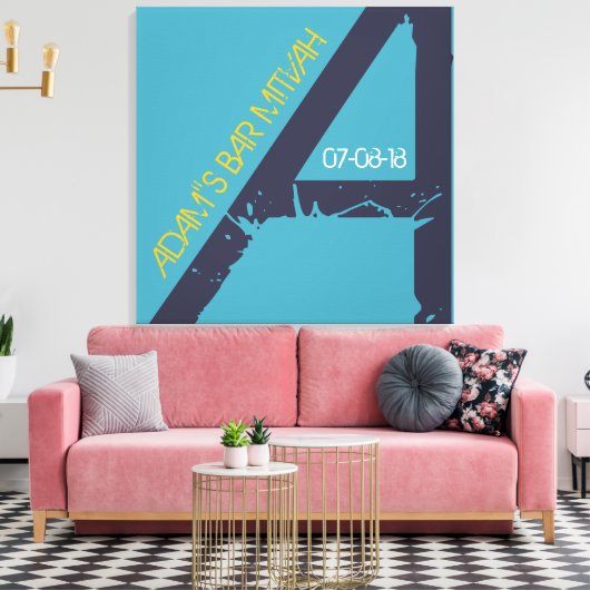 Een Monogram Initiaal Bar bat Mitzvah Sign-In Boar Canvas Afdruk (Insitu (Woonkamer))