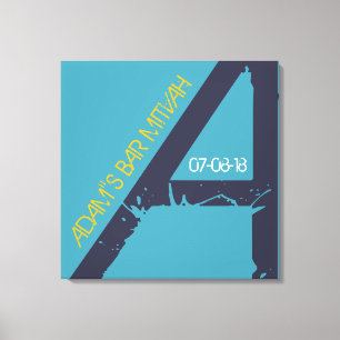 Een Monogram Initiaal Bar bat Mitzvah Sign-In Boar Canvas Afdruk