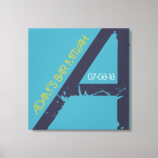 Een Monogram Initiaal Bar bat Mitzvah Sign-In Boar Canvas Afdruk (Voorkant)