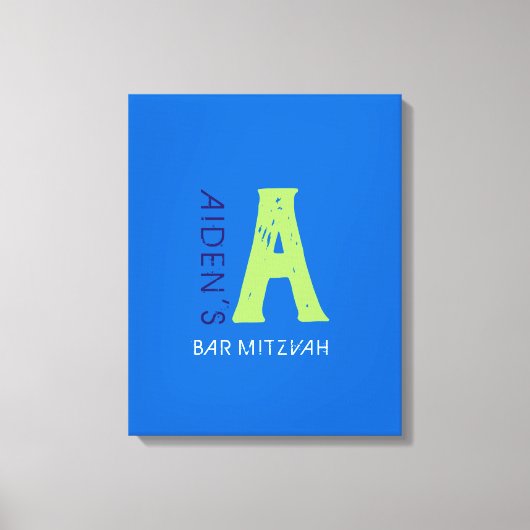Een Monogram Initiaal Bar bat Mitzvah Sign-In Boar Canvas Afdruk (Voorkant)