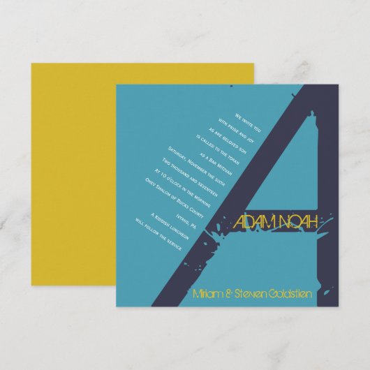 Een Monogram Initiaal Bar bat Mitzvah Uitnodiging (Voorkant / Achterkant)