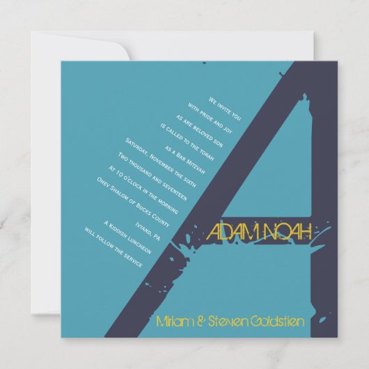 Een Monogram Initiaal Bar bat Mitzvah Uitnodiging (Voorkant)