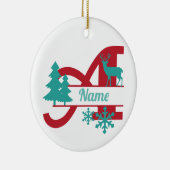 Een Monogram Initiaal Kerstvakantie Boom Ornament (Rechts)
