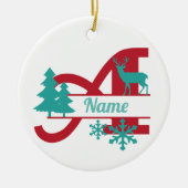 Een Monogram Initiaal Kerstvakantie Boom Ornament (Voorkant)
