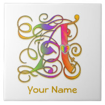 Een Monogram Jouw naam "Gothic Rainbow" Keramische