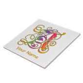 Een Monogram Jouw naam "Gothic Rainbow" Keramische Tegeltje (Zijkant)