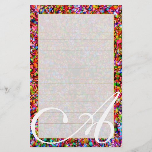 Een monogram "kleurrijke bubbels" met fijne aderla briefpapier (Voorkant)