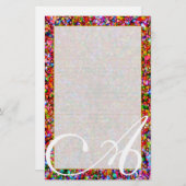 Een monogram "kleurrijke bubbels" met fijne aderla briefpapier (Voorkant / Achterkant)