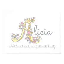 Een monogram kunst Alicia meisjes noemen poster