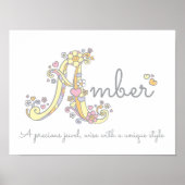 Een monogram kunst Amber meisjes naam poster (Voorkant)