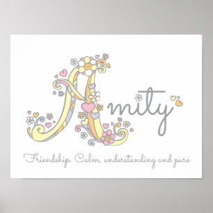 Een monogram kunst Amity meisjesnaam die poster be