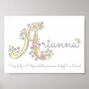 Een monogram kunst Arianna meisjes noemt poster