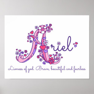 Een monogram kunst Ariel meisjes naam poster