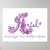 Een monogram kunst Ariel meisjesnaam betekenis pos Poster (Voorkant)
