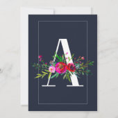 Een monogram laatste initiaal moderne blauwe bloem kaart (Achterkant)