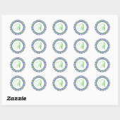 Een monogram (marineblauw / lime groene puntcirkel ronde sticker (Vel)