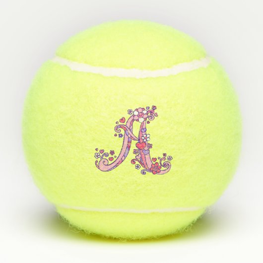 Een monogram meisjes gepersonaliseerde doodle lett tennisballen (Achterkant)