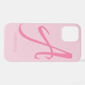 Een monogram op maat gemaakt roze iPhone hoesje (Achterkant horizontaal)