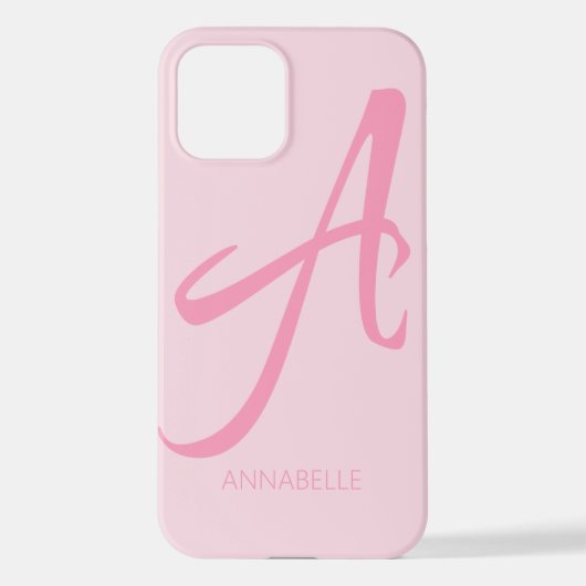 Een monogram op maat gemaakt roze iPhone hoesje (Achterkant)