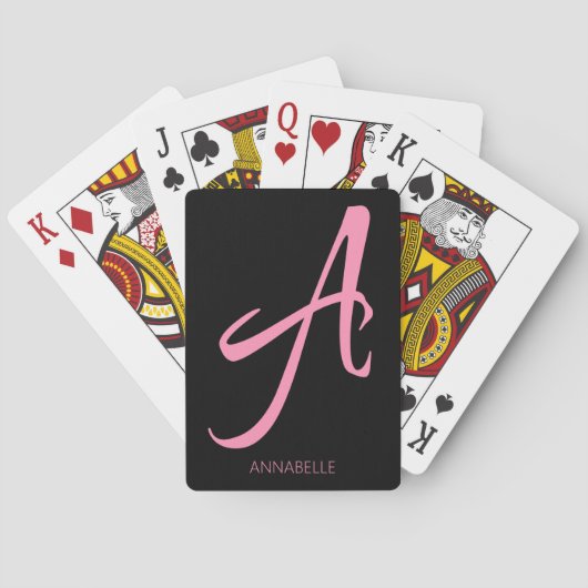 Een monogram op maat gemaakt roze pokerkaarten (Achterkant)