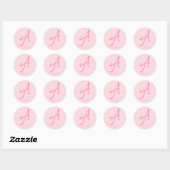 Een monogram op maat gemaakt roze ronde sticker (Vel)