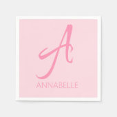 Een monogram op maat gemaakt roze servet (Voorkant)