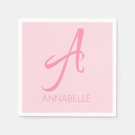 Een monogram op maat gemaakt roze servet
