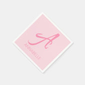 Een monogram op maat gemaakt roze servet (Hoek)
