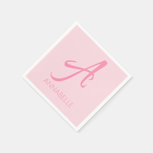 Een monogram op maat gemaakt roze servet (Hoek)