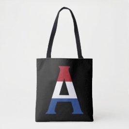 Een Monogram Overlaid op NLD Vlag op bk stent Tote Bag